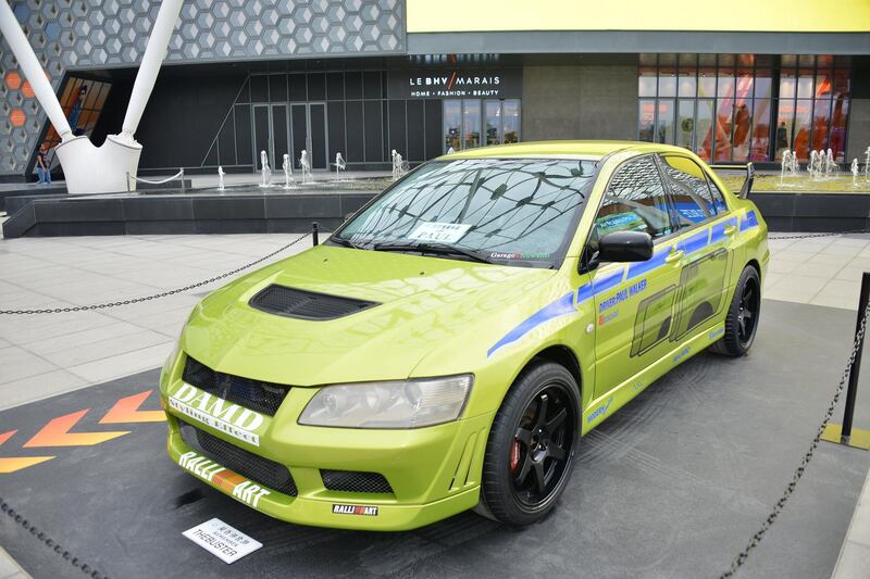 A Mitsubish Lancer Evo 7 from the second Fast and Furious film, rebuilt in memory of lead actor Paul Walker.