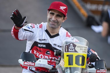 In this file photo taken on January 4, 2014 Portuguese motorbike rider Paulo Goncalves during the symbolic start of the 2014 Dakar Rally in Rosario, 350kms north of Buenos Aires. Goncalves died on January 12, 2020 after a crash during the Dakar Rally seventh stage in Saudi Arabia, organisers announced. AFP