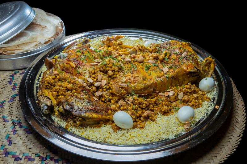 Aish wa laham, prepared by chef Khulood Atiq as part of the Emirati Cuisine Programme. Photo: DCT