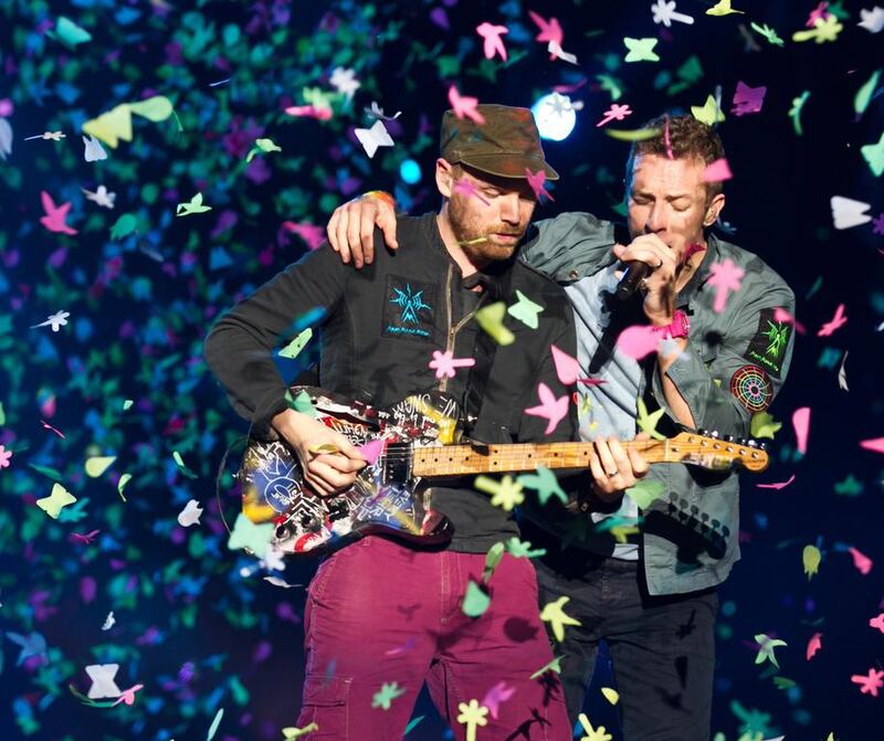 British band Coldplay is set to rock du Arena at Yas Island in Abu Dhabi from 10pm on New Year's Eve. Courtesy MARTIN PFEIFFER / AFP PHOTO / HO / FLASHMEDIA


