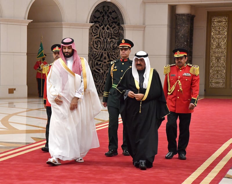 Kuwaiti Crown Prince Sheikh Mishal Al Sabah, right, and Saudi Crown Prince Mohammed bin Salman. EPA