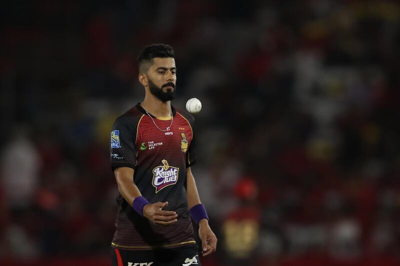 PORT OF SPAIN, TRINIDAD AND TOBAGO - SEPTEMBER 06: In this handout image provided by CPL T20, Ali Khan of Trinbago Knight Riders looks on during the Hero Caribbean Premier League match between Trinbago Knight Riders and Jamaica Tallawahs at Queen's Park Oval on September 06, 2019 in Port of Spain, Trinidad And Tobago. (Photo by Ashley Allen/CPL T20 via Getty Images)