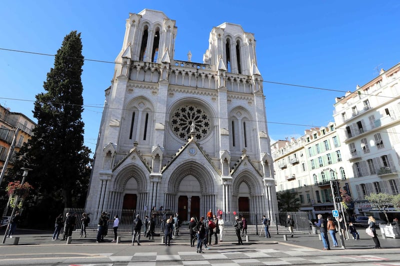 The scene outside the Notre Dame church on Friday morning. AFP