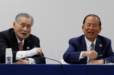 Yoshiro Mori, left, Tokyo 2020 Olympics President, and Toshiro Muto, right, Tokyo 2020 Olympics CEO. EPA