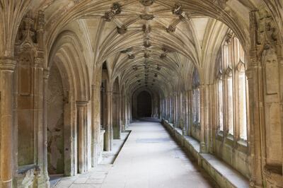 The Cloisters at Lacock Abbey, Wiltshire. It is the site for the Hogwarts school in the films. Photo: Mark Bolton / National Trust