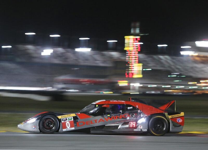 The DeltaWing car on Saturday night in Daytona. Jerry Markland / Getty Images / AFP