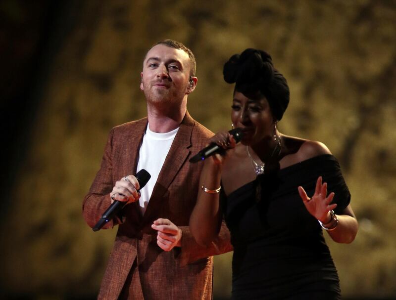 Sam Smith sand Too Good For Goodbyes, although he was overlooked in the awards. Joel C Ryan/Invision/AP