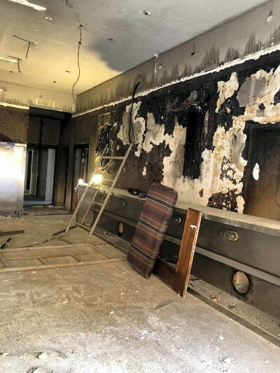 Matbaho Yaddo Restaurant after it was gutted by fire. Courtesy Mohammed Al Mandoos, owner of restaurant