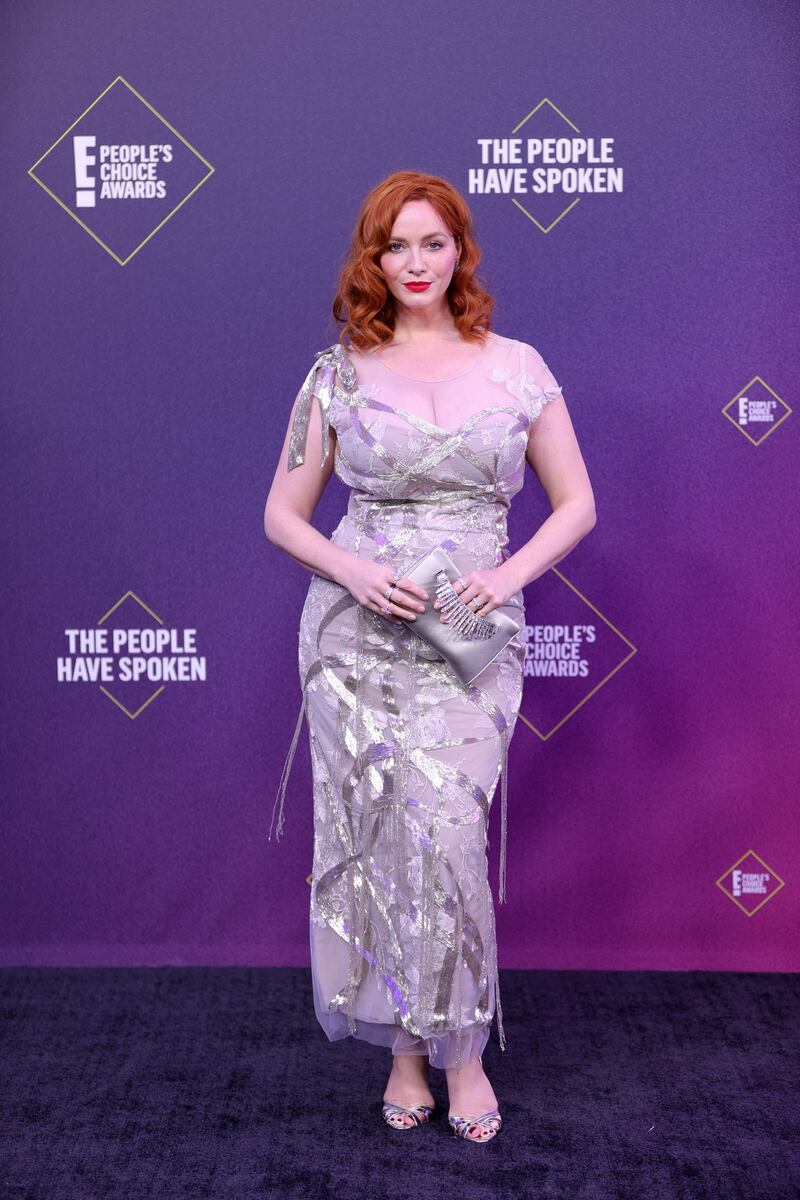 SANTA MONICA, CALIFORNIA - NOVEMBER 15: 2020 E! PEOPLE'S CHOICE AWARDS -- In this image released on November 15, Christina Hendricks arrives at the 2020 E! People's Choice Awards held at the Barker Hangar in Santa Monica, California and on broadcast on Sunday, November 15, 2020. (Photo by Rich Polk/E! Entertainment/NBCU Photo Bank via Getty Images)