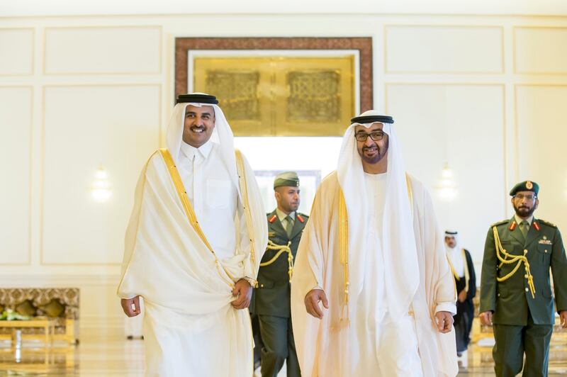 President Sheikh Mohamed with Sheikh Tamim, Emir of Qatar.