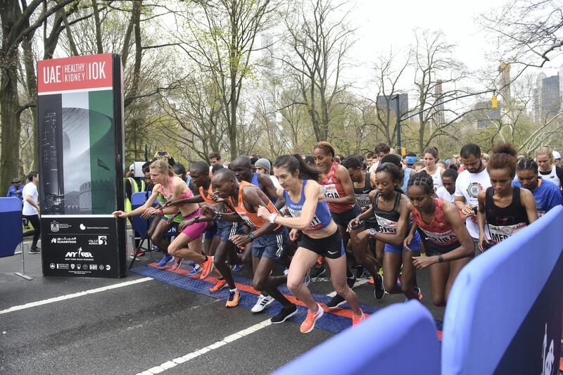 MANHATTAN, NEW YORK, APRIL 29, 2018 People are seen participating in the 2018 UAE Healthy Kidney 10K Run in Central Park in  Manhattan, NY.  4/29/2018 Photo by ©Jennifer S. Altman All Rights Reserved