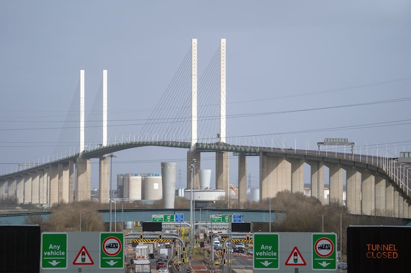 The Queen Elizabeth II bridge at the Dartford Crossing in Kent, which was closed to all vehicles. PA