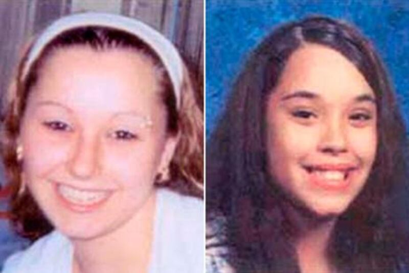 Amanda Marie Berry (L), missing since April 2003, and Georgina Lynn Dejesus, missing since April 2004, have been reported found in Cleveland, Ohio, not far from where they were abducted. A third girl, Michelle Knight, was found at the same house. FBI handout / Reuters