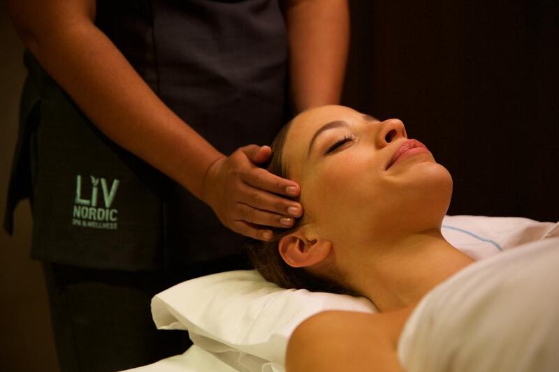 Liv Nordic spa has head massage promotions available this summer in Cayan Tower. Courtesy Liv Nordic