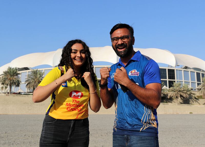 Chennai Super Kings and Mumbai Indians at the Dubai International Stadium. Chris Whiteoak / The National