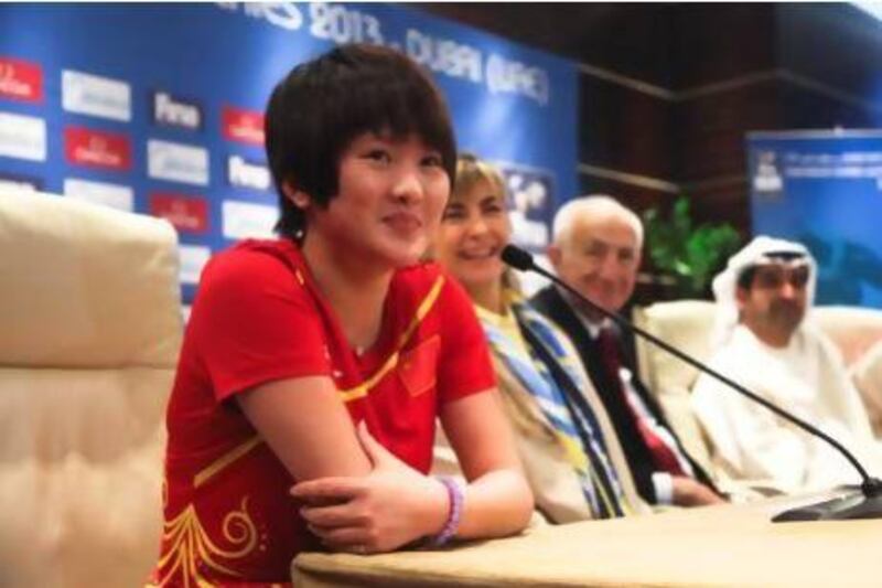 China diver Chen Roulin meets with media during a press conference in Dubai on Wednesday. Lee Hoagland / The National s