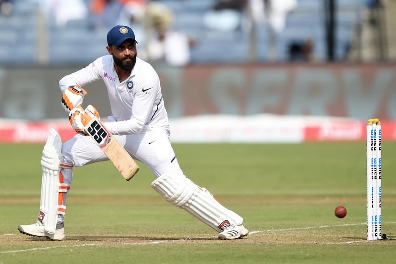 Indian batsman Ravindra Jadeja plays a shot. AFP