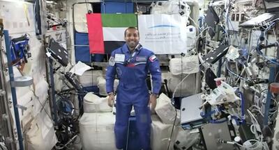 Emirati astronaut Hazza Al Mansouri conducts a live Q&A session from space and gives a station tour. Screengrab via Youtube Live