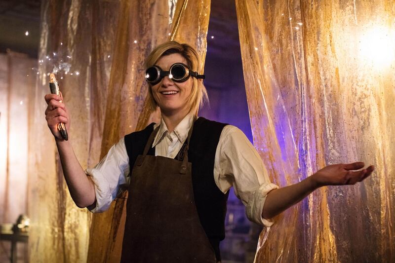 The Thirteenth Doctor, Jodie Whittaker, and her brand new Sonic. Courtesy BBC Studios