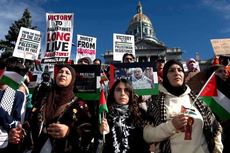 Demonstrators rally in support of Palestinians in Denver, Colorado. AFP
