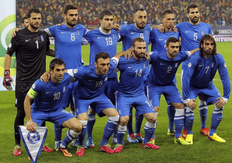 Greece team photo taken during World Cup qualifying on November 19, 2013. Robert Ghement / EPA