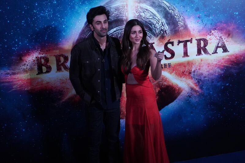 Ranbir Kapoor and Alia Bhatt at a promotional event of their film 'Brahmastra Part One: Shiva' in New Delhi. Photo: NurPhoto