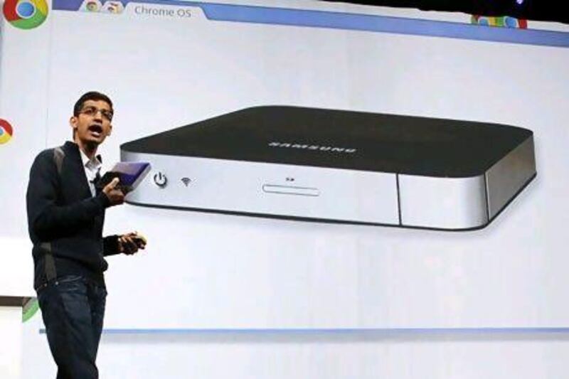 Sundar Pichai, the senior vice president of Chrome at Google, introduced Samsung ChromeBox in a conference this month. Beck Diefenbach / Reuters