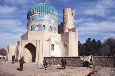 A photo from 1991 that shows 16th-century shrine of Abu Nasr Khwaja Parsa, or Green Mosque in Balkh, Afghanistan. Getty Images