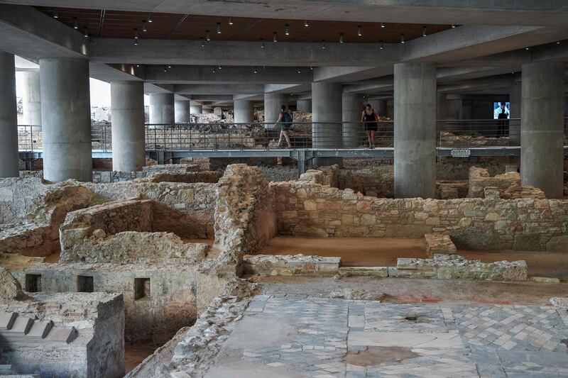 View from the excavation site beneath the Museum of Acropolis in Athens, Greece. AFP