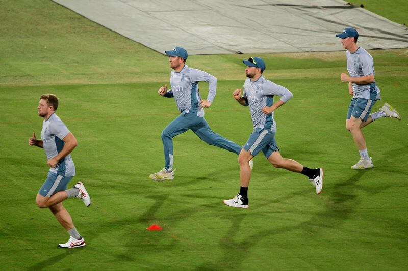 England players warm up. AFP