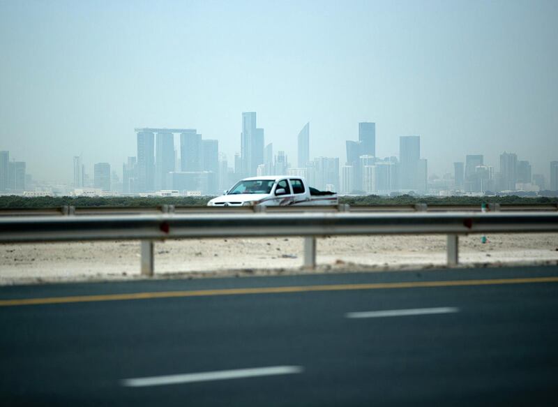 Cloudy weather along the E12, Saadiyat Island area in Abu Dhabi on April 28th, 2021. Victor Besa / The National.