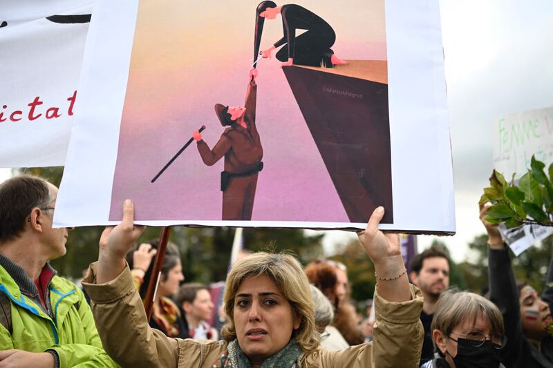 A protest in Nantes, western France, after the death of Amini in Iranian police custody. AFP