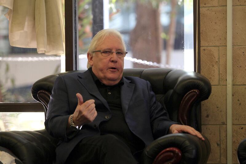 epa07025026 UN Special Envoy for Yemen Martin Griffiths holds talks with a Houthi representative (not pictured) upon his arrival in Sana'a, Yemen, 16 September 2018. According to reports, UN Special Envoy for Yemen Martin Griffiths arrived in Sanaâ€™a to hold talks Houthi representatives after the Houthi's failure to attend the Geneva peace talks a week ago, in a fresh attempt to end the Yemeni government forcesâ€™ assault, backed by the Saudi-led coalition, on the port city of Hodeidah.  EPA/YAHYA ARHAB