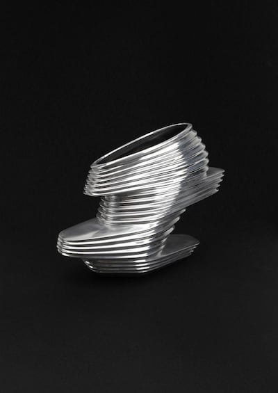 3D-printed chrome shoe by architect Zaha Hadid for United Nude. Courtesy United Nude