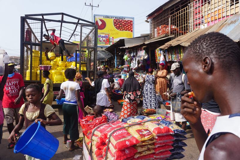 A market in Freetown, Sierra Leone, where food and fuel prices have surged due to Covid-19 and the war in Ukraine. AFP