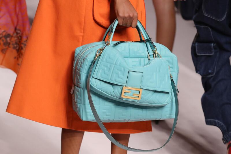 MILAN, ITALY - SEPTEMBER 20:  A model, bag detail, walks the runway at the Fendi show during Milan Fashion Week Spring/Summer 2019 on September 20, 2018 in Milan, Italy.  (Photo by Andreas Rentz/Getty Images)