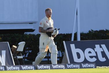 Ben Stokes returns to the wicket after being given out against the West Indies, only for the decision to be overturned. Getty