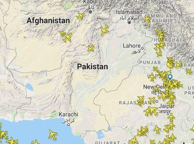 Airspace across Pakistan begins to reopen, with the first flight heading to Ras Al Khaimah in the UAE. Screengrab/FlightRadar24