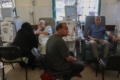 Patients receive treatment at Al Shifa Hospital's dialysis centre after its rehabilitation in Gaza city on June 11, 2024. AFP