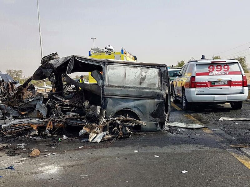 One person died and a number of others were injured in the accident. Courtesy: Dubai Police