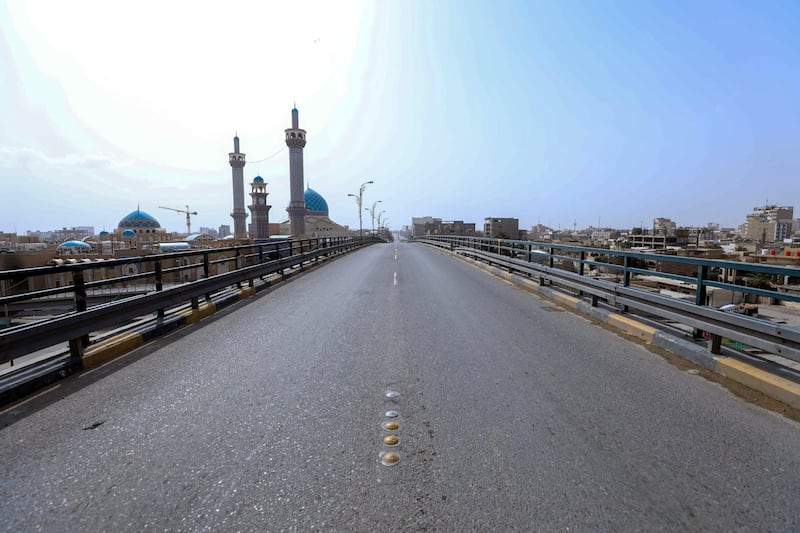 A general view of an empty street during precautionary measures against the novel coronavirus outbreak in the holy Shite city of Najaf. EPA