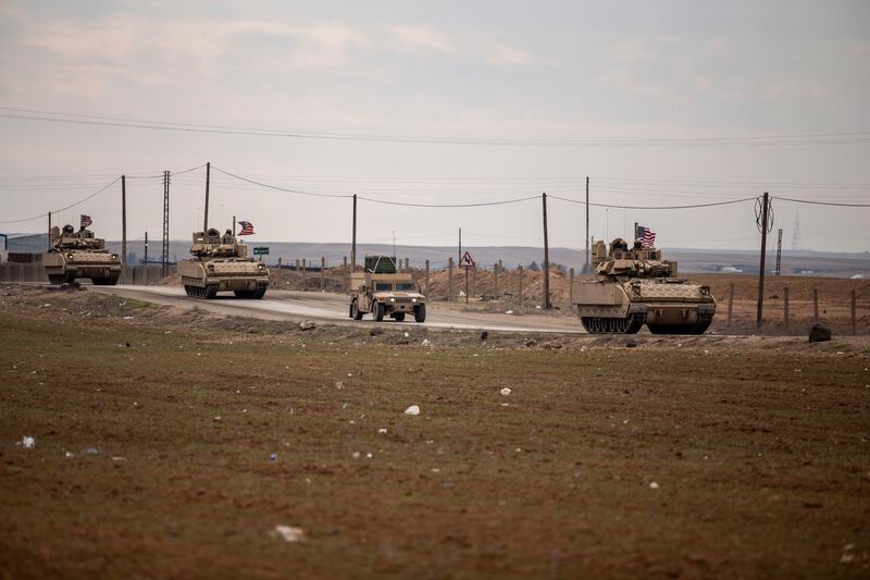 A US military convoy on patrol in Syria's Hasakah province. AP