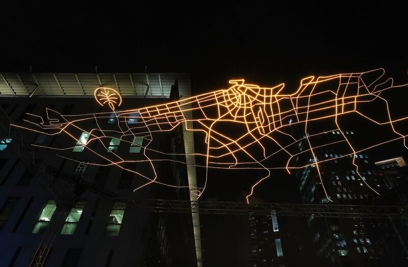 The illuminated map hangs eight metres above DIFC Gate Avenue.