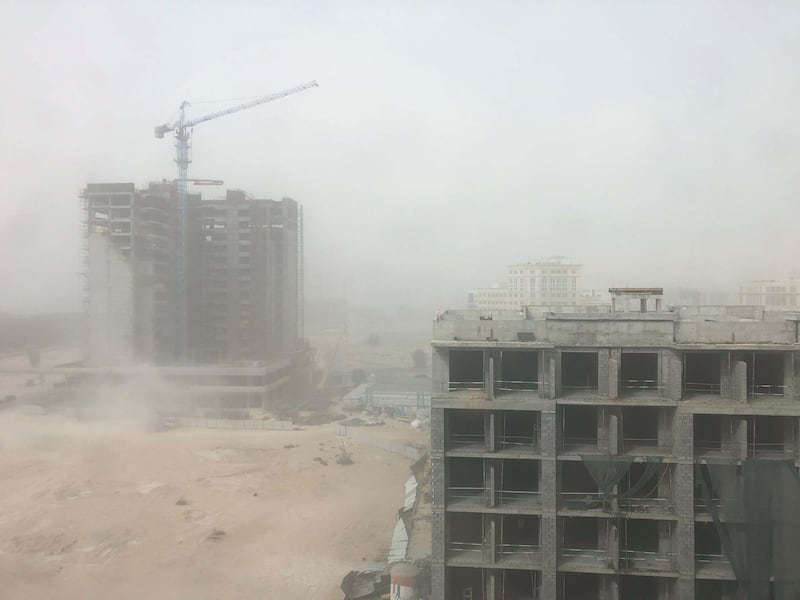 The sandstorm in Al Barsha South, Dubai. Chris Whiteoak / The National