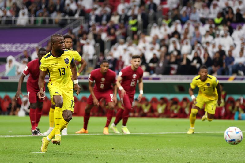 Enner Valencia scores from the penalty spot. Getty