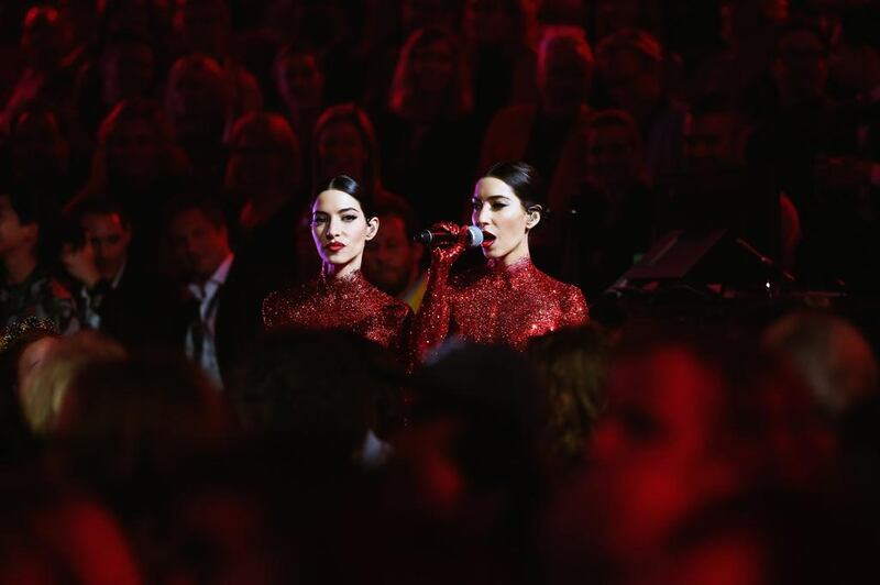 Twin sisters Jessica, left, and Lisa Origliasso, who together form the band The Veronicas, will perform at RedFestDXB tomorrow. Don Arnold /WireImage / Getty Images 