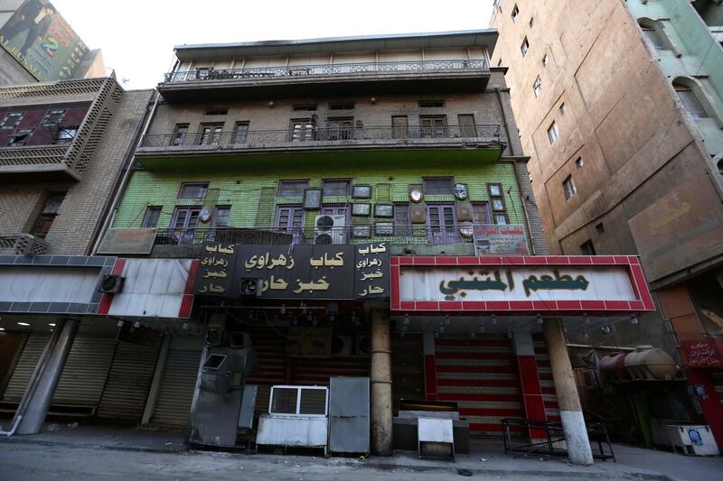 A view of a closed popular resturant and shops in central Baghdad, Iraq.  EPA