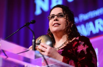 LONDON, ENGLAND - OCTOBER 20:  Sally El Hosaini, director and screenwriter of 'My Brother The Devil' receives the Best British Newcomer award in partnership with Swarovski during the 56th BFI London Film Festival Awards at the Banqueting House on October 20, 2012 in London, England.  (Photo by Ian Gavan/Getty Images for BFI)