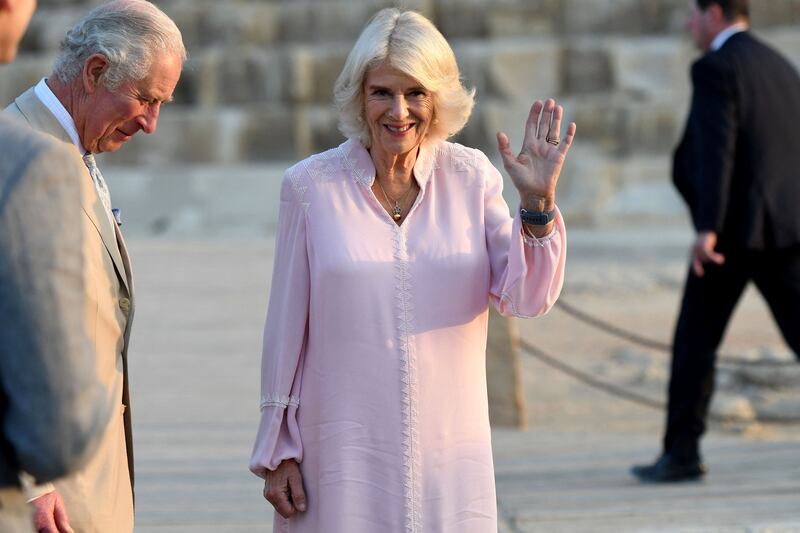 Charles and Camilla visit the Giza Pyramids plateau on the western outskirts of Cairo. AFP