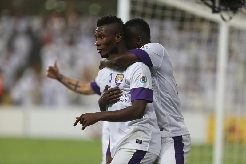 Asamoah Gyan spent four hugely successful seasons at Al Ain, helping the club win three Arabian Gulf League titles in four years. Delores Johnson / The National 